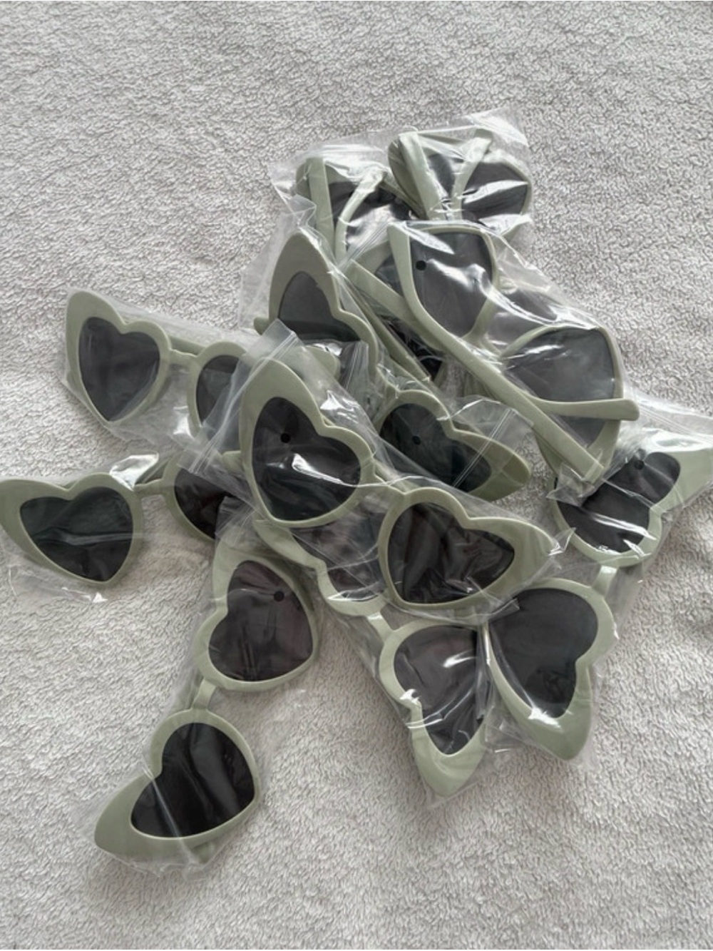 10 pack Heart-Shaped Party Sunglasses - Sage Green